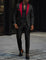 Single-Button Shawl Collar Two-Piece Suit for Men - Red