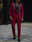 Single-Button Shawl Collar Two-Piece Suit for Men - Burgundy