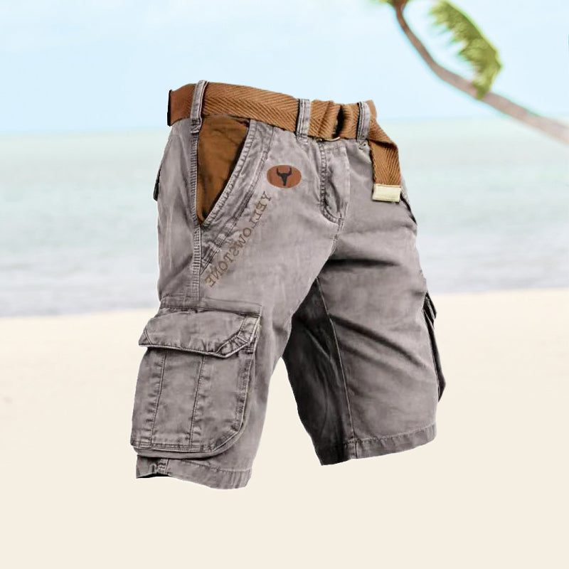 Slim Fit Cargo Shorts with Welt Pockets for Men - Grey