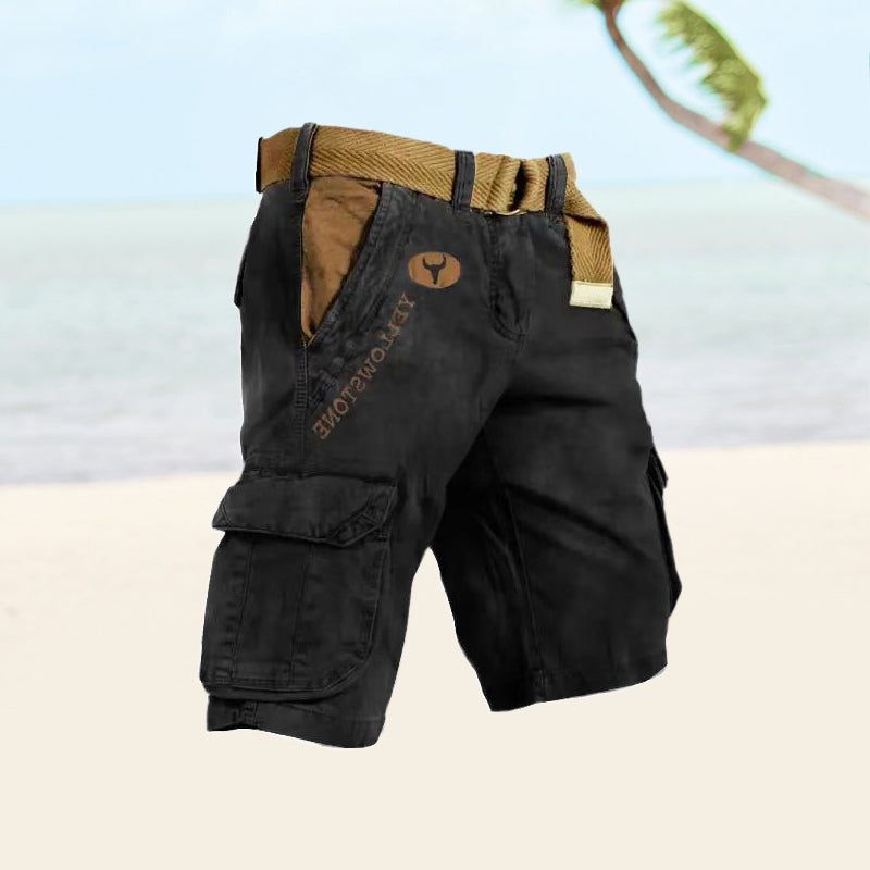 Slim Fit Cargo Shorts with Welt Pockets for Men - Black