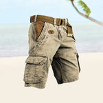Slim Fit Cargo Shorts with Welt Pockets for Men - Khaki
