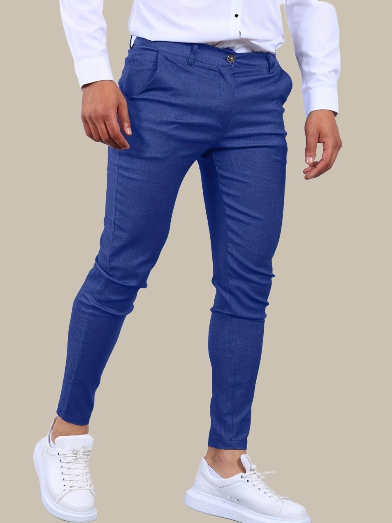 Slim Fit Chino Trousers for Men - Blue