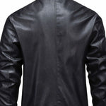 Slim Fit Faux Leather Bomber Jacket for Men