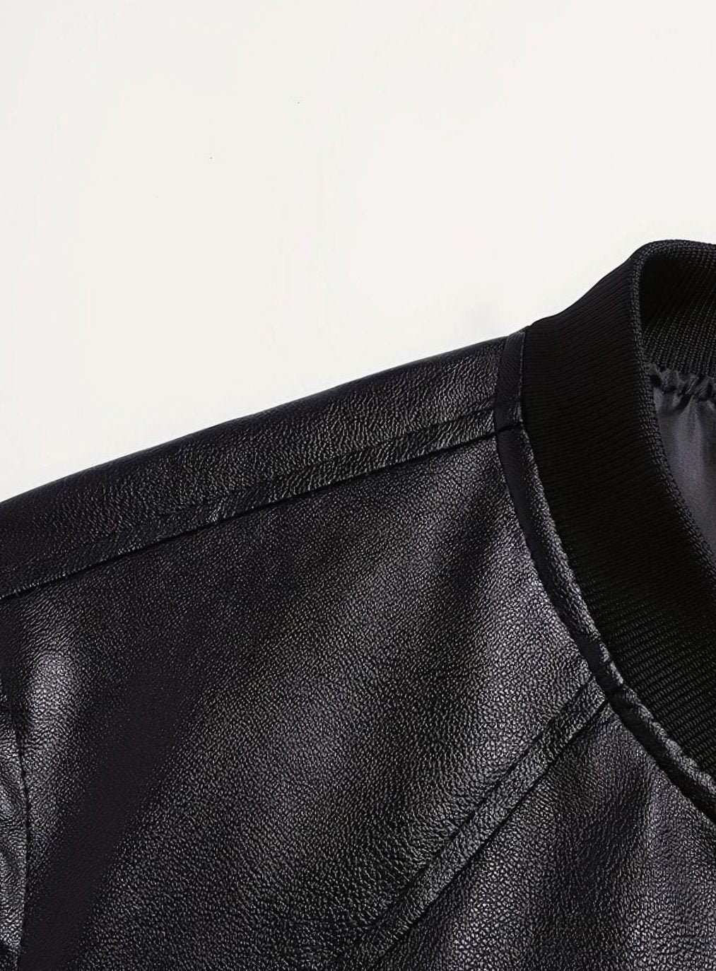 Slim Fit Faux Leather Bomber Jacket for Men - View 4