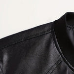 Slim Fit Faux Leather Bomber Jacket for Men - View 4