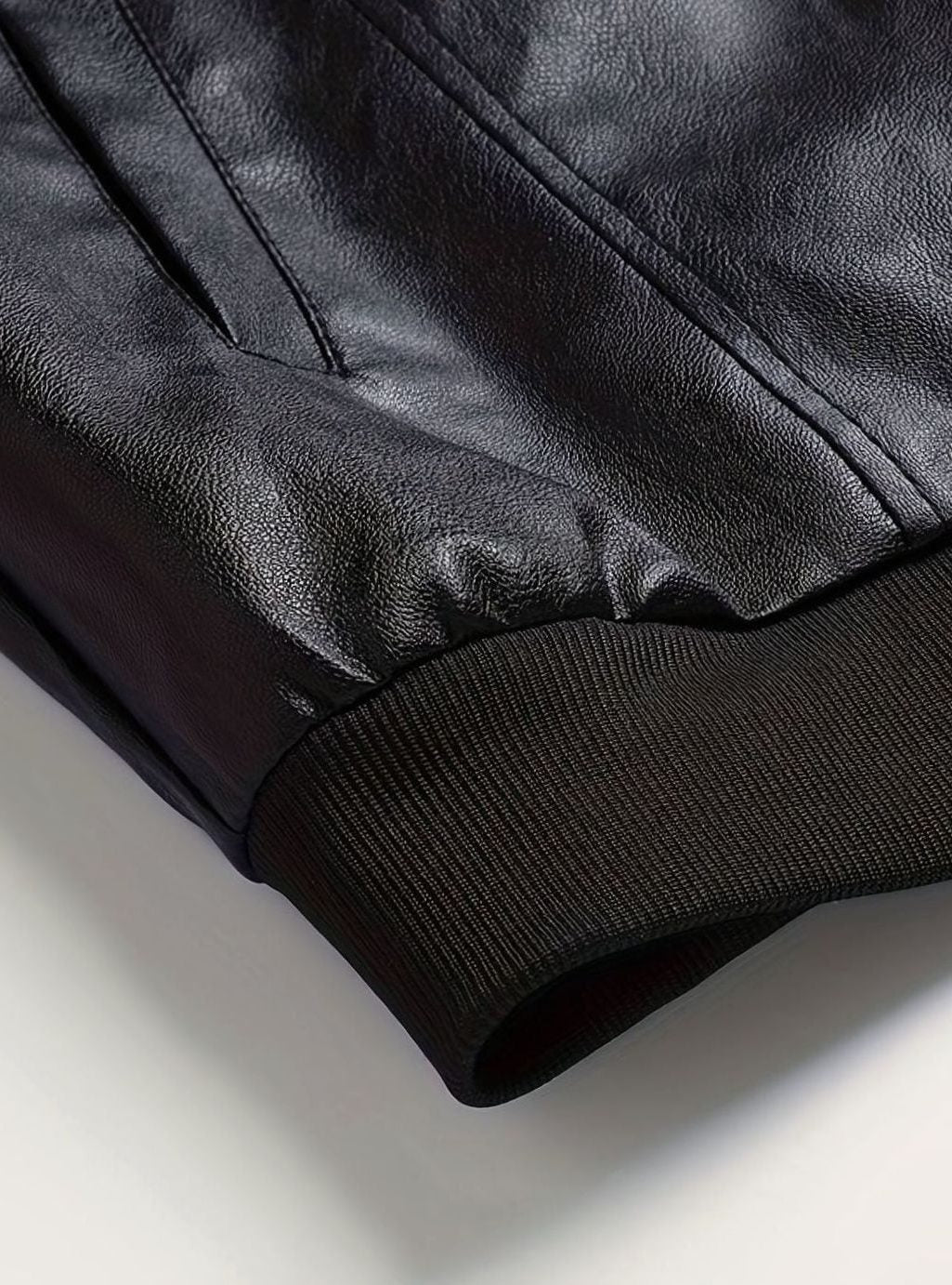 Slim Fit Faux Leather Bomber Jacket for Men - View 5