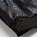 Slim Fit Faux Leather Bomber Jacket for Men - View 5
