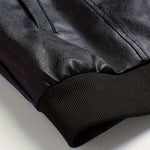 Slim Fit Faux Leather Bomber Jacket for Men - View 9