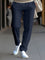Slim Fit Pants with Seam Detail for Men - Navy Blue