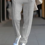 Slim Fit Pants with Seam Detail for Men - Gray