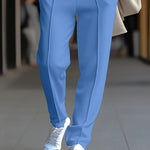 Slim Fit Pants with Seam Detail for Men - Blue