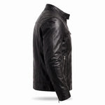 Slim Fit Stand Collar Biker Leather Jacket with Zip Pockets for Men - View 14