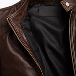 Slim Fit Stand Collar Biker Leather Jacket with Zip Pockets for Men - View 24