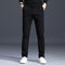 Slim Fit Straight Leg Cotton Pants for Men - Black