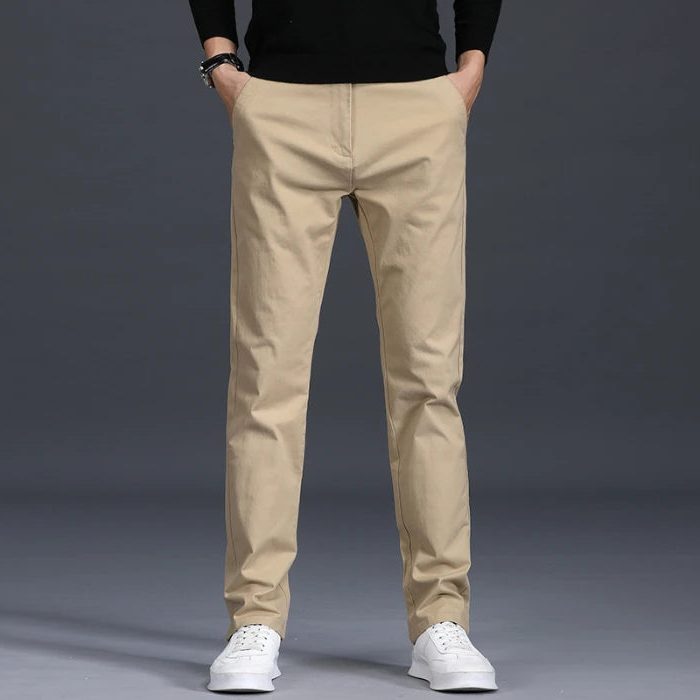 Slim Fit Straight Leg Cotton Pants for Men
