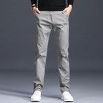 Slim Fit Straight Leg Cotton Pants for Men - Gray