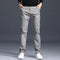 Slim Fit Straight Leg Cotton Pants for Men - Gray