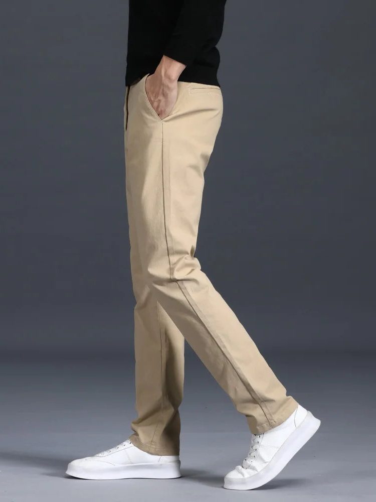 Slim Fit Straight Leg Cotton Pants for Men - View 2