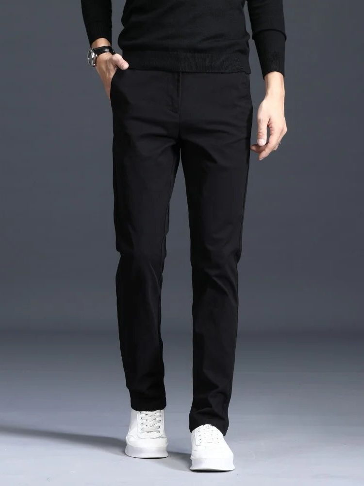 Slim Fit Straight Leg Cotton Pants for Men - View 3