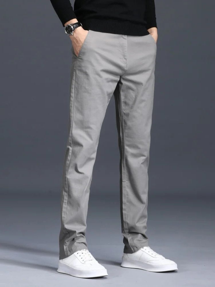 Slim Fit Straight Leg Cotton Pants for Men - View 8