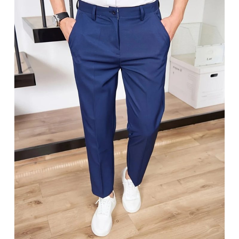Slim Fit Straight Leg Trousers for Men