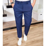 Slim Fit Straight Leg Trousers for Men