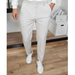 Slim Fit Straight Leg Trousers for Men - Light Gray
