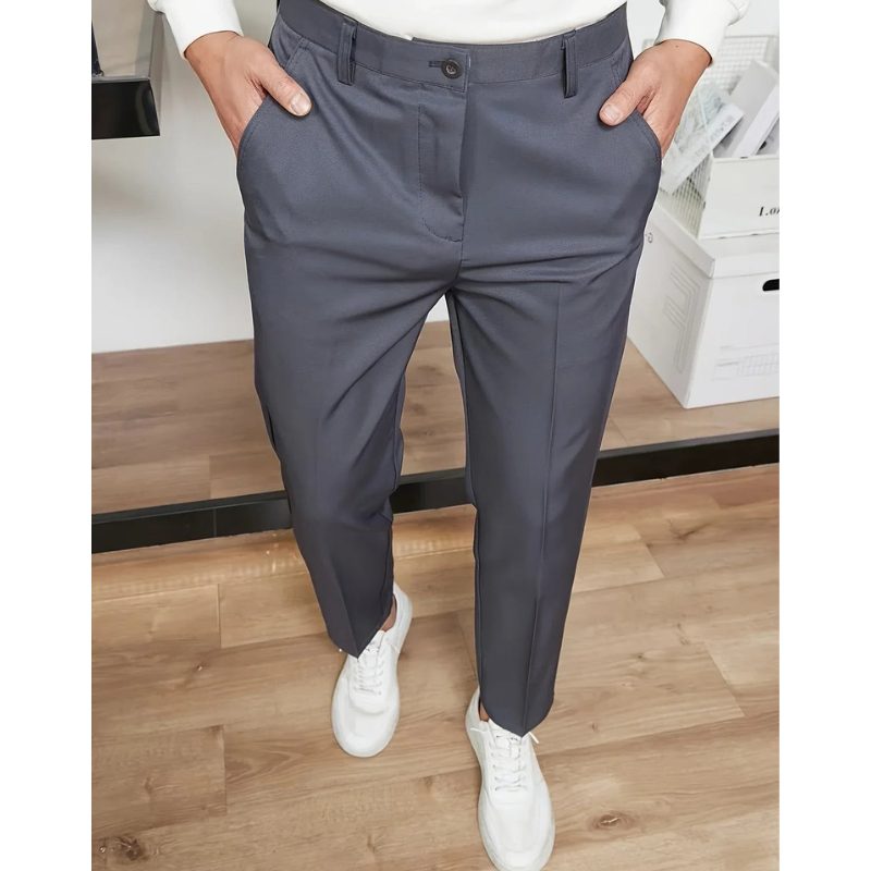 Slim Fit Straight Leg Trousers for Men - Gray