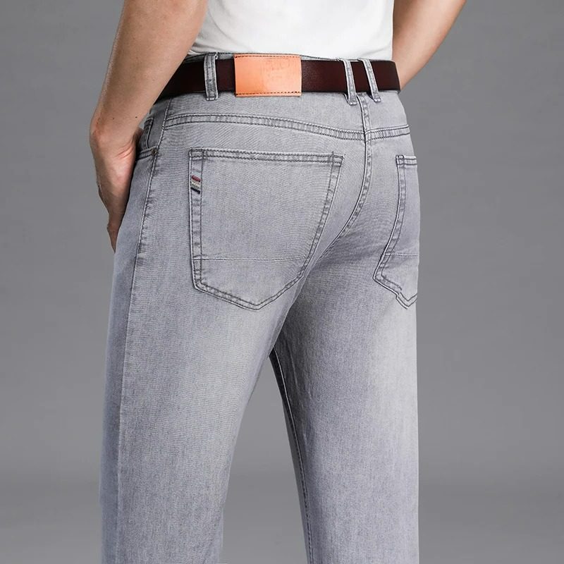 Slim Fit Stretch Denim Jeans for Men - Gray
