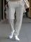 Slim Fit Tapered Drawstring Waist Trousers with Front Seam for Men - Gray