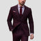 Slim Fit Three Piece Suit Set for Men - Wine Red