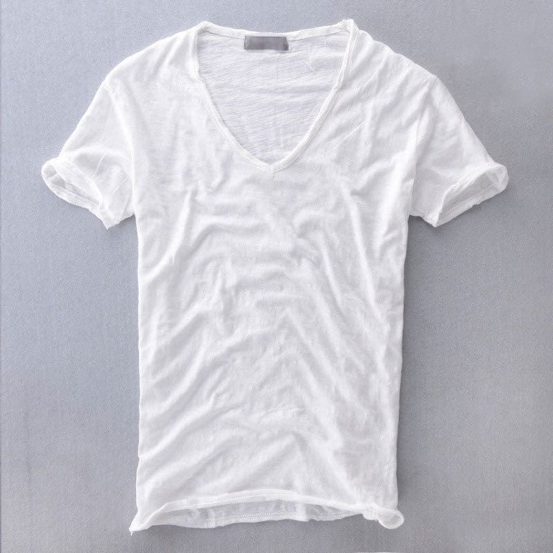 Slim Fit V-Neck T-Shirt for Men - White