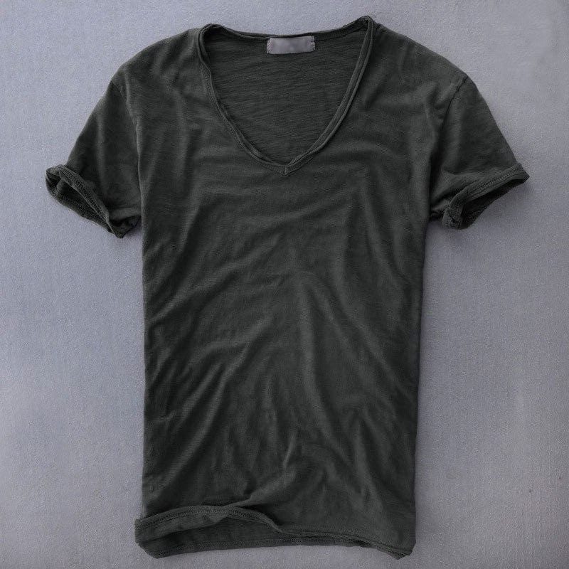 Slim Fit V-Neck T-Shirt for Men - Black