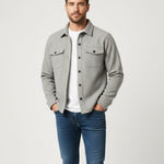 Spread Collar Long Sleeve Shirt Jacket with Flap Pockets for Men - Gray