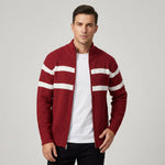 Stand Collar Cable Knit Full-Zip Cardigan Sweater for Men