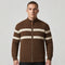 Stand Collar Cable Knit Full-Zip Cardigan Sweater for Men - Espresso Brown