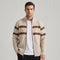Stand Collar Cable Knit Full-Zip Cardigan Sweater for Men - Beige