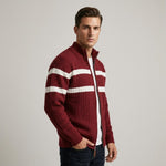 Stand Collar Cable Knit Full-Zip Cardigan Sweater for Men - View 3