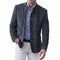 Stand Collar Five-Button Suede-Effect Blazer for Men - Dark Gray