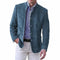 Stand Collar Five-Button Suede-Effect Blazer for Men - Navy Blue