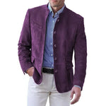 Stand Collar Five-Button Suede-Effect Blazer for Men - Violet
