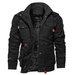 Stand Collar Fleece Lined Winter Jacket with Cargo Pockets for Men