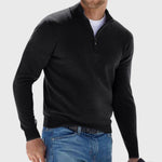 Stand Collar Half-Zip Knit Sweater for Men - Black