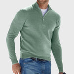 Stand Collar Half-Zip Knit Sweater for Men - Green