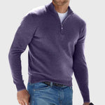 Stand Collar Half-Zip Knit Sweater for Men - Purple