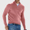 Stand Collar Half-Zip Knit Sweater for Men - Pink