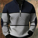 Stand Collar Half-Zip Long Sleeve Pullover Sweater for Men