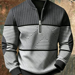 Stand Collar Half-Zip Long Sleeve Pullover Sweater for Men - Grey