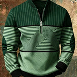 Stand Collar Half-Zip Long Sleeve Pullover Sweater for Men - Green