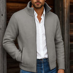 Stand Collar Knit Cardigan Sweater with Pockets for Men